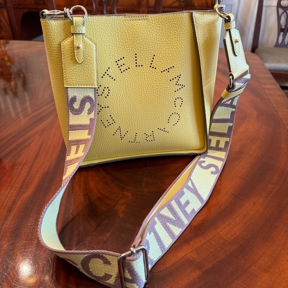 NWT Stella Mccartney  Perforated Logo Faux-Leather Shoulder Bag - Banana - Picture 11 of 15